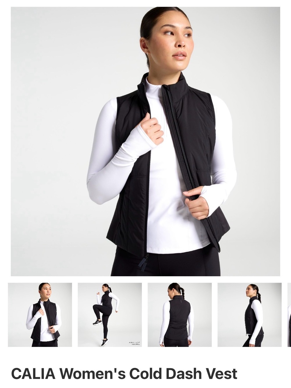 CALIA Cold Dash Vest in Black — Lightweight Quilted Layer